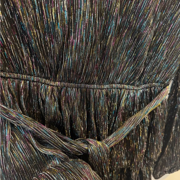 City Studio Black Rainbow Metallic Tiered Ruffle Dress Size S - Picture 3 of 7